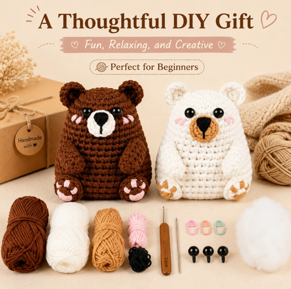 Polar & Brown Bear Crochet Kit for Beginners with Video – TIKA