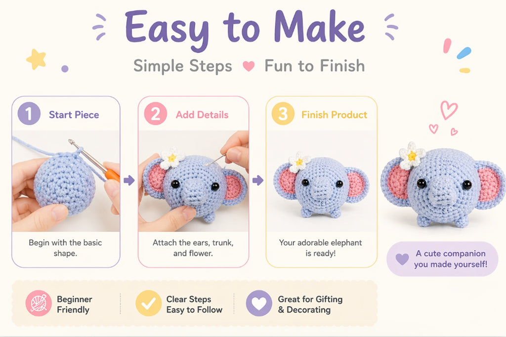 Elephant Crochet Kit for Beginners with Video Tutorial – TIKA