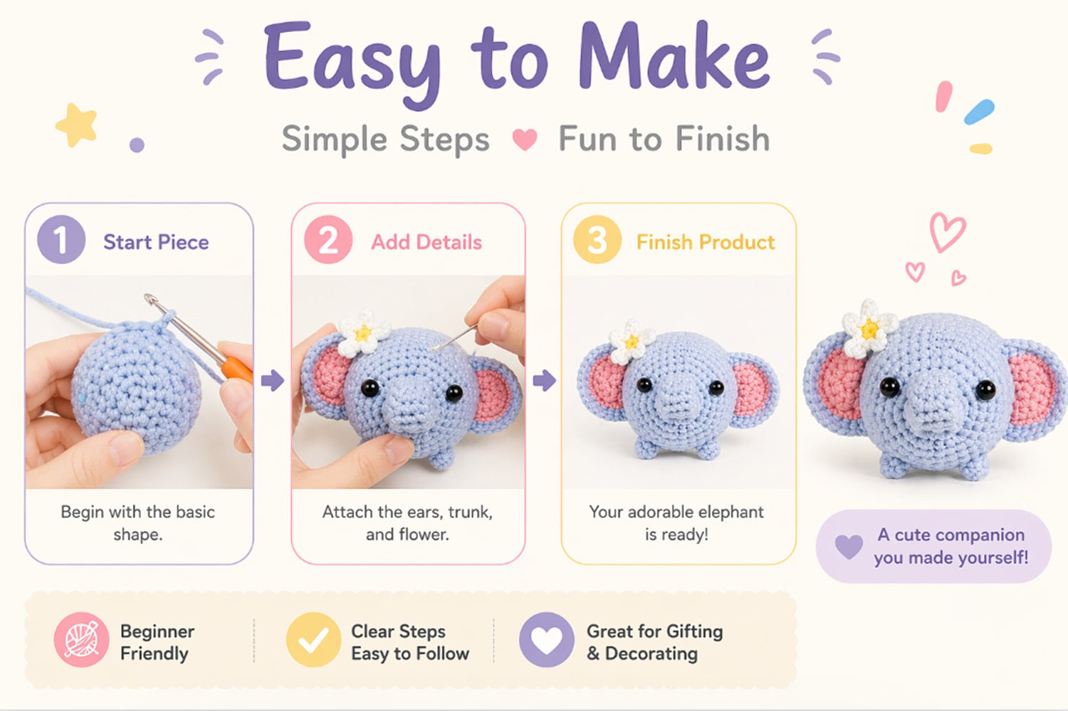 Elephant Crochet Kit for Beginners with Video Tutorial – TIKA