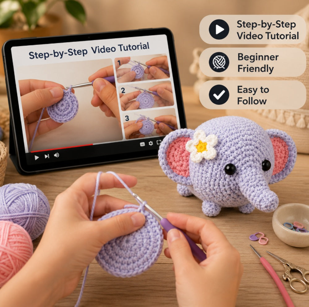 Elephant Crochet Kit for Beginners with Video Tutorial – TIKA
