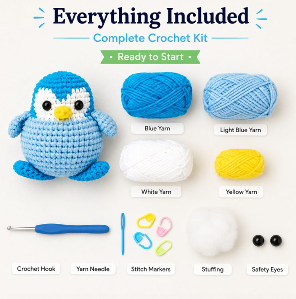 Penguin Crochet Kit for Beginners with Video Tutorials – TIKA