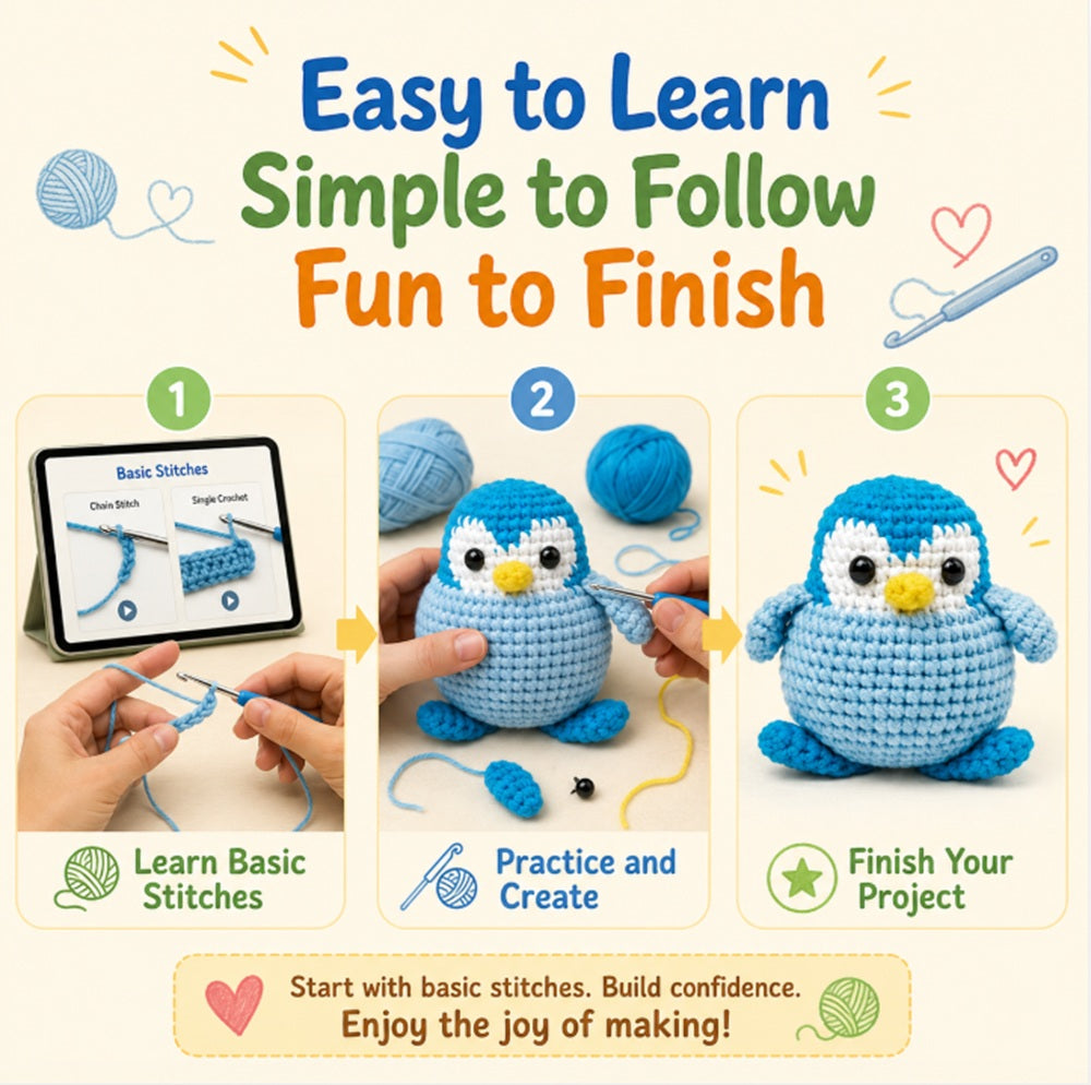 Penguin Crochet Kit for Beginners with Video Tutorials – TIKA