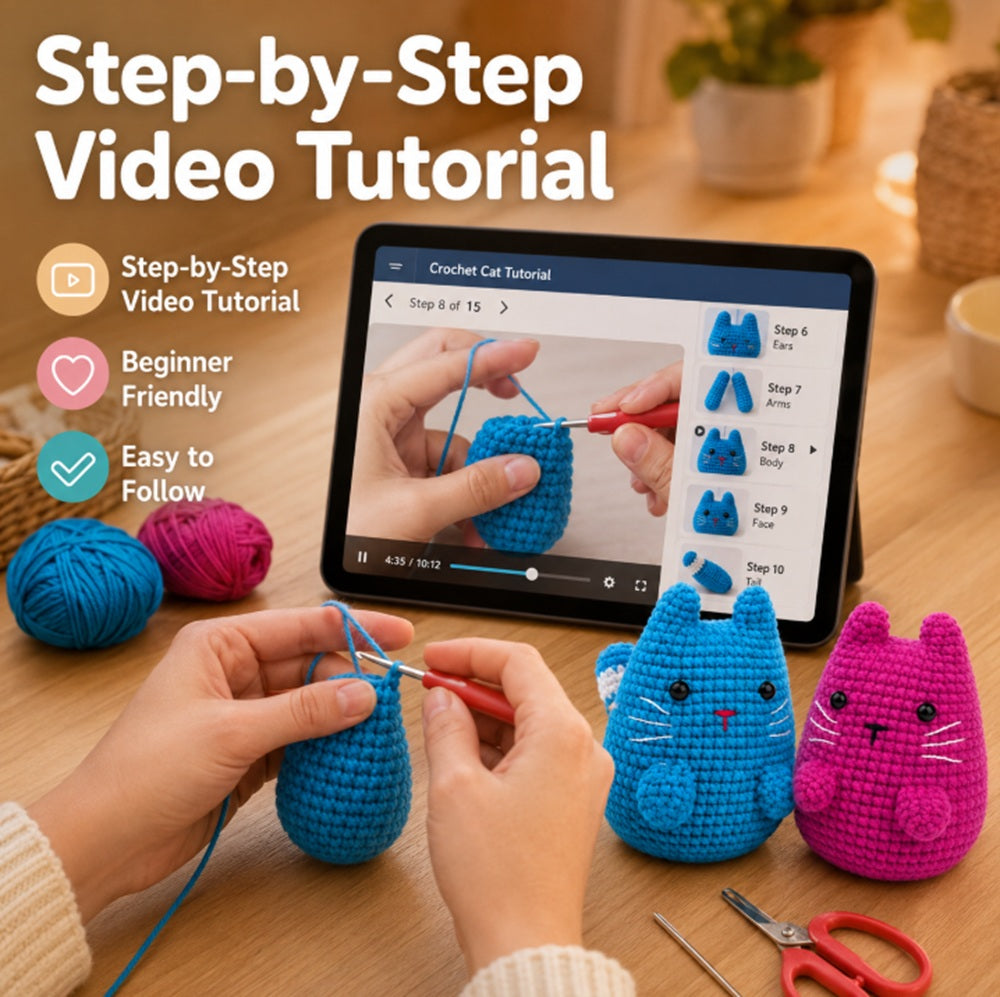 Munchkin Cat Crochet Kit for Beginners, 2 Pack with Video – TIKA