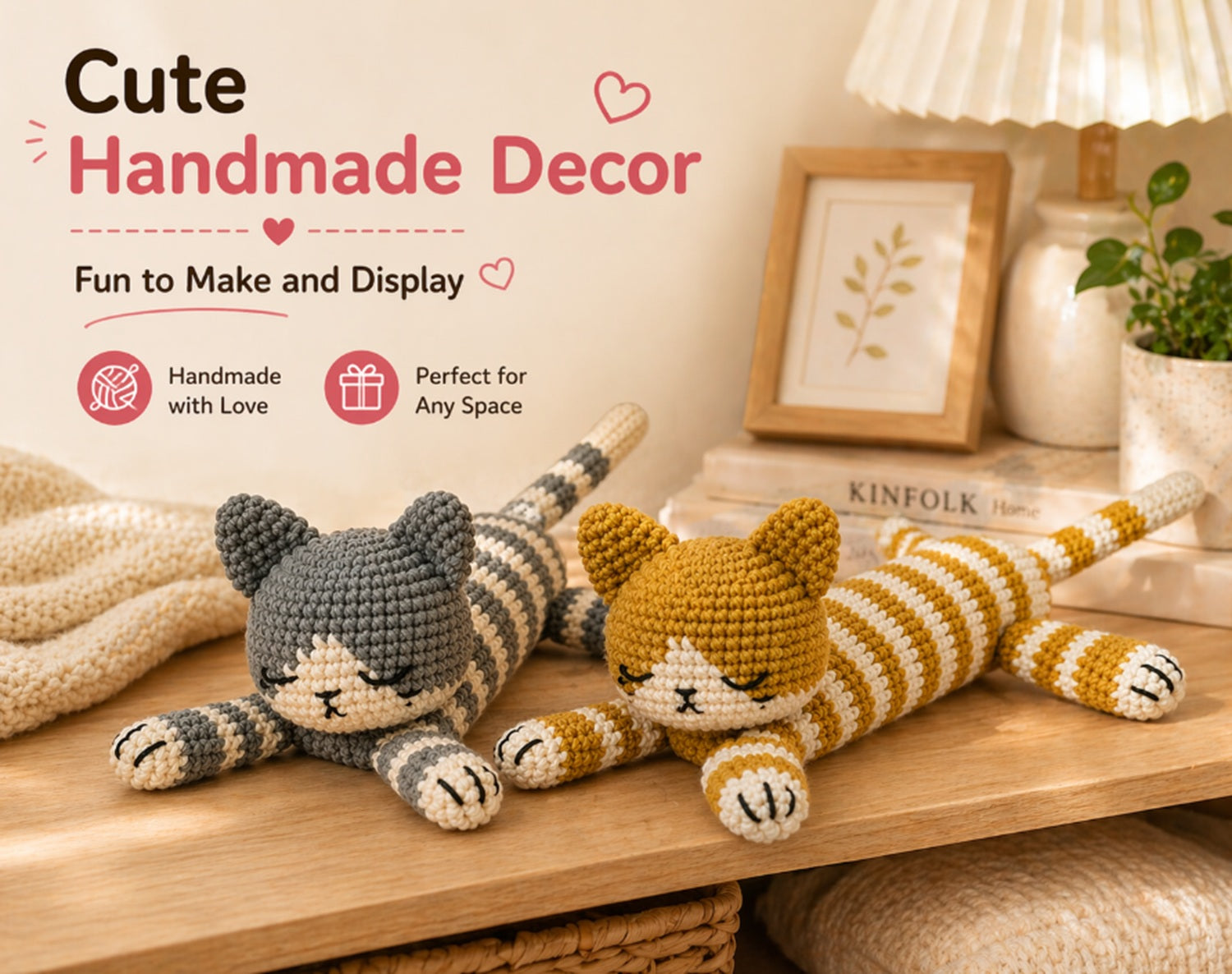 Sleeping Cat Crochet Kit for Beginners, 2 Pack with Video – TIKA