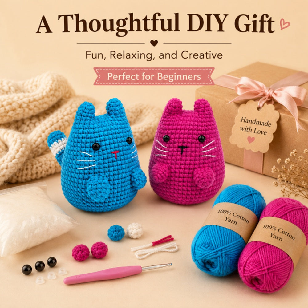 Munchkin Cat Crochet Kit for Beginners, 2 Pack with Video – TIKA