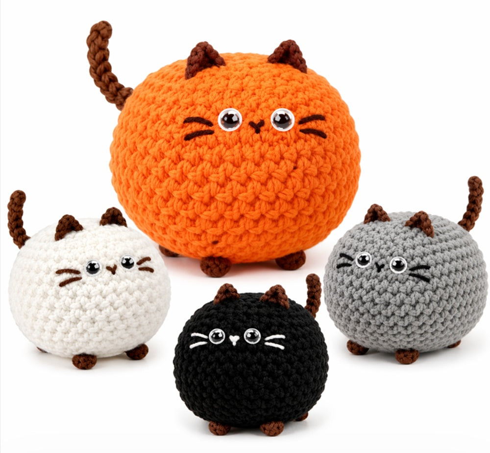Cat Family Crochet Kit for Beginners, 4 Pack with Video – TIKA