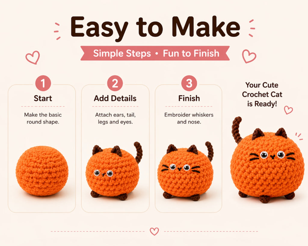 Cat Family Crochet Kit for Beginners, 4 Pack with Video – TIKA