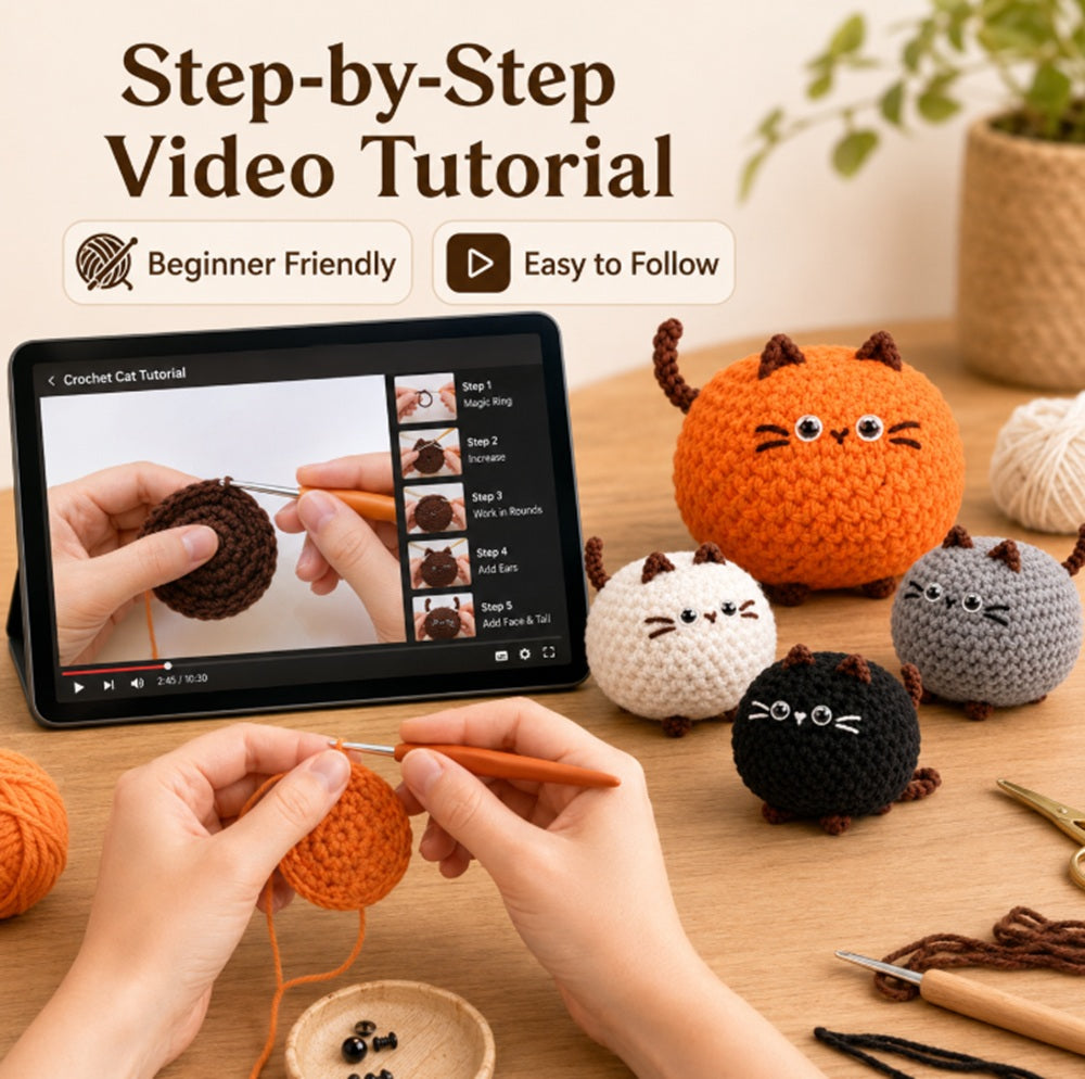 Cat Family Crochet Kit for Beginners, 4 Pack with Video – TIKA