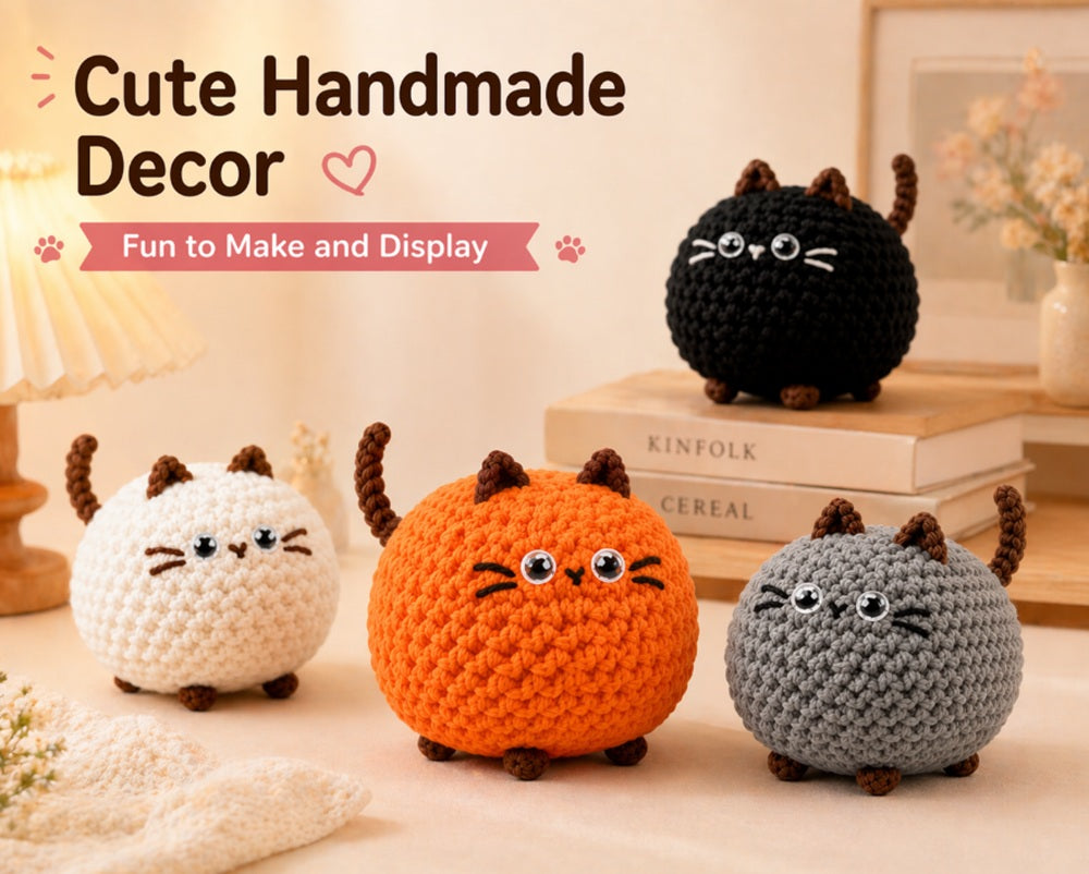 Cat Family Crochet Kit for Beginners, 4 Pack with Video – TIKA