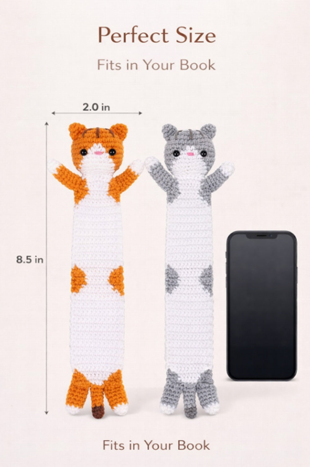 Cat Bookmark Crochet Kit for Beginners, 2 Pack with Video – TIKA