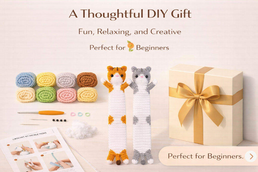 Cat Bookmark Crochet Kit for Beginners, 2 Pack with Video – TIKA