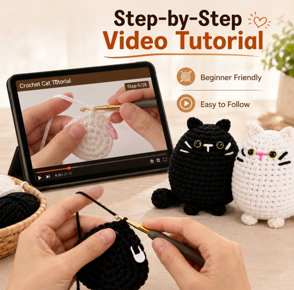 Cat Crochet Kit for Beginners, 2 Pack with Video Tutorial – TIKA