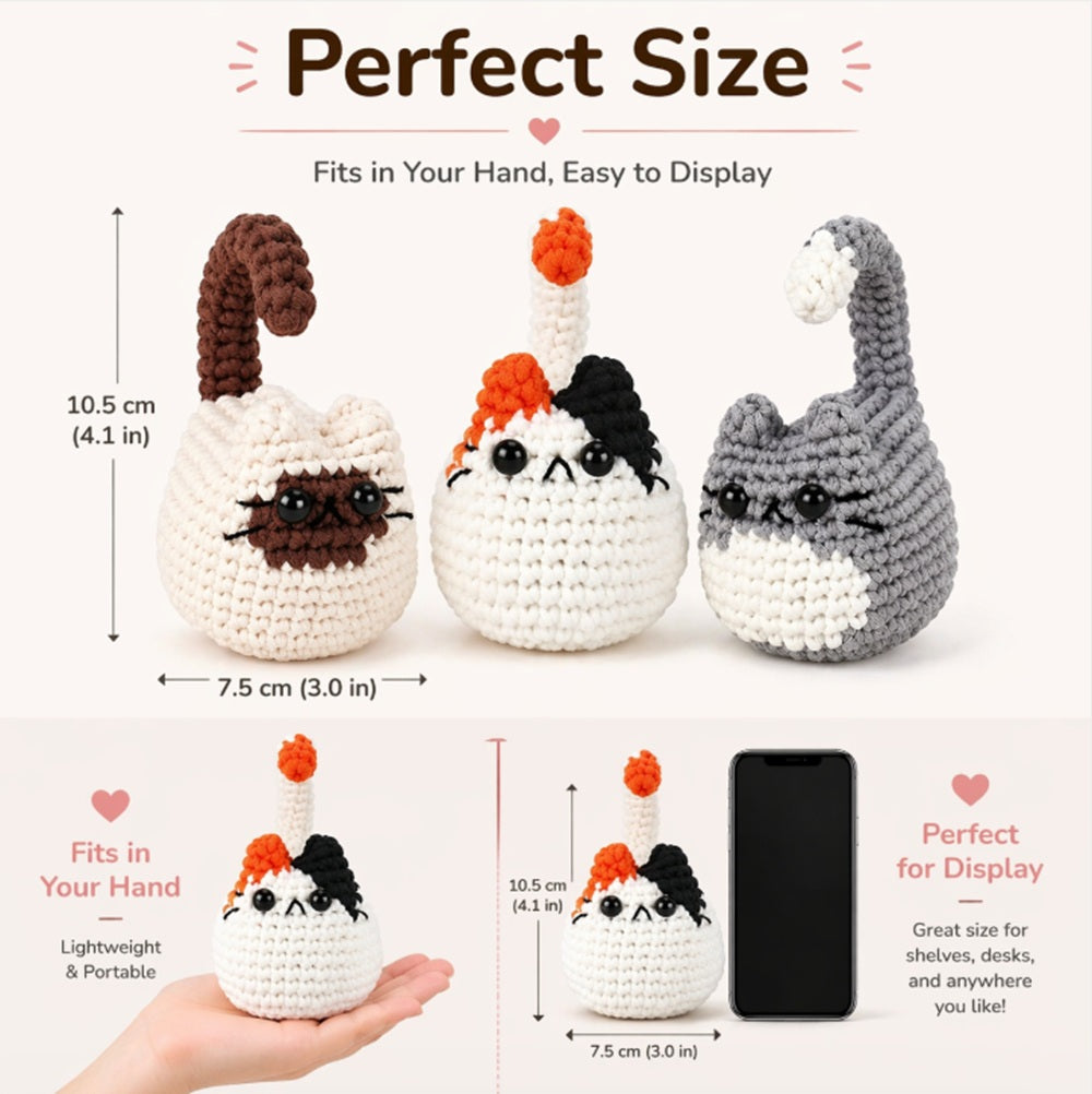 Cat Family Crochet Kit for Beginners, 3 Pack with Video – TIKA