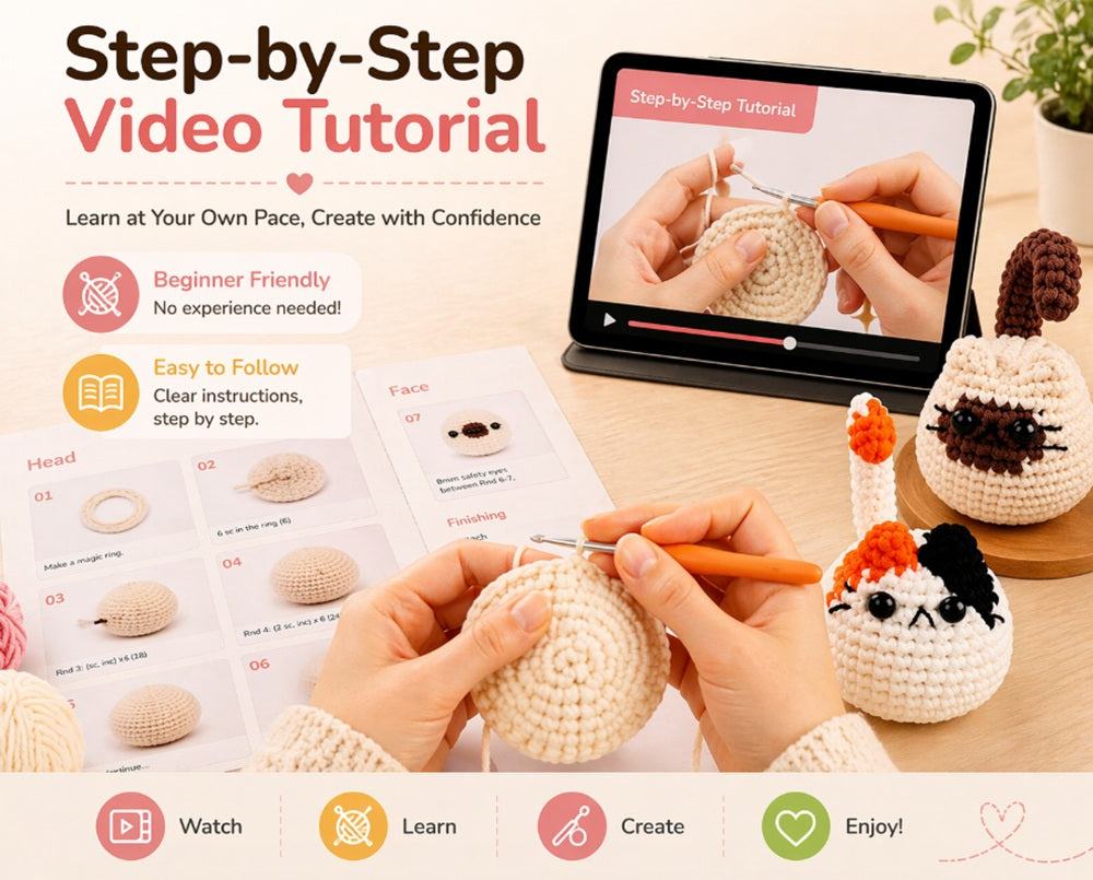 Cat Family Crochet Kit for Beginners, 3 Pack with Video – TIKA