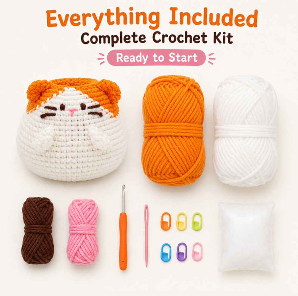 Cat Pen Holder Crochet Kit for Beginners with Video Tutorials – TIKA