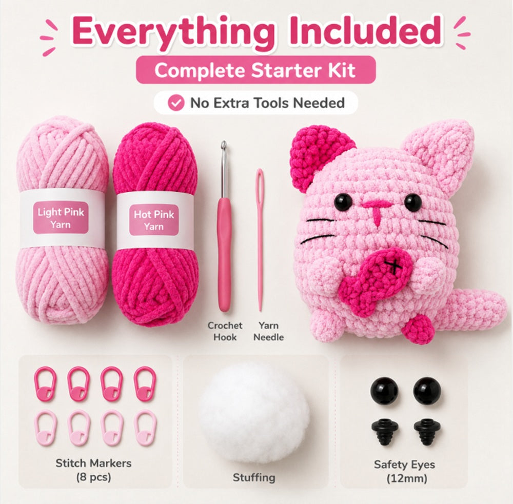 Cat Amigurumi Crochet Kit for Beginners with Video Tutorial – TIKA