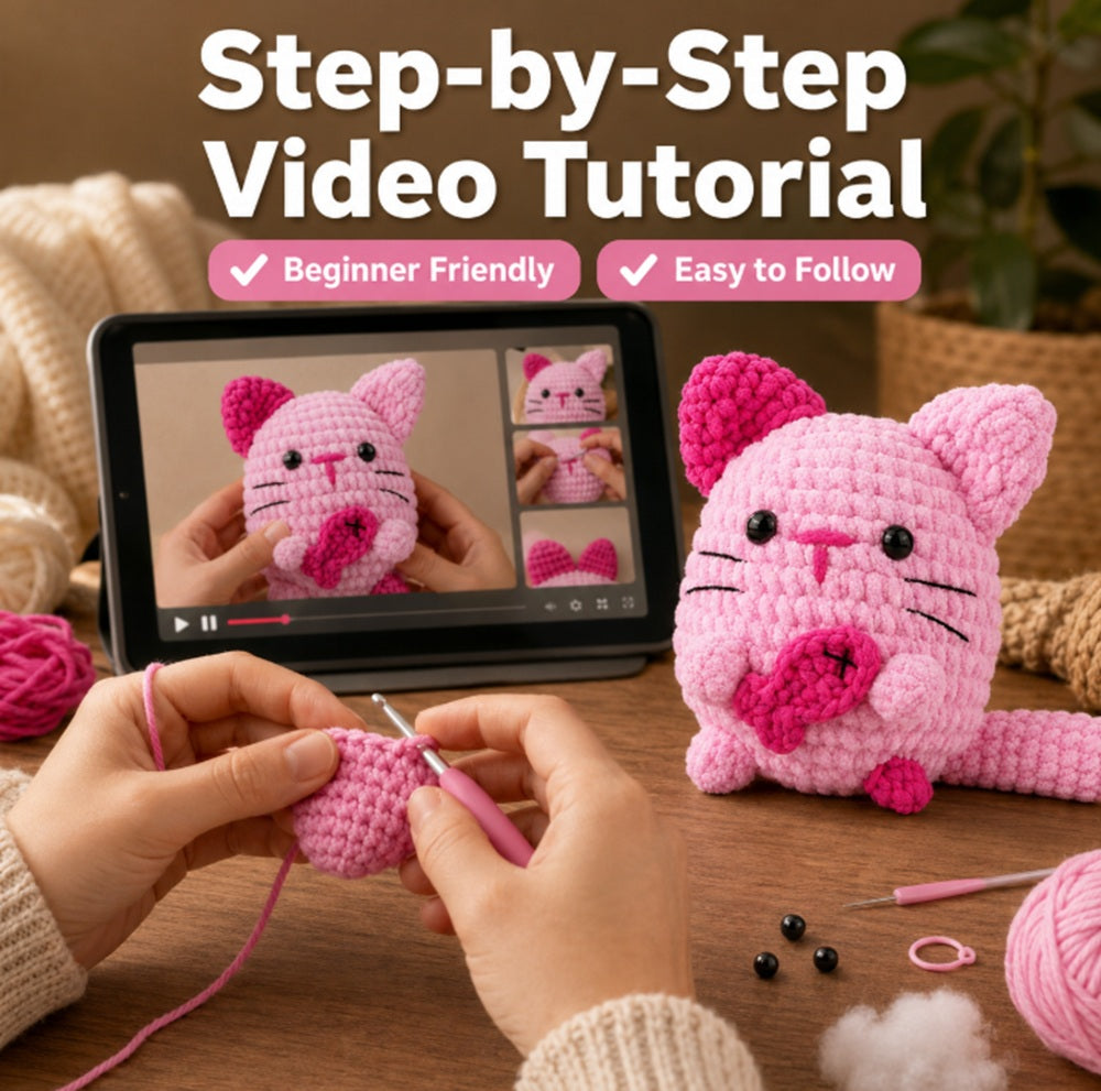 Cat Amigurumi Crochet Kit for Beginners with Video Tutorial – TIKA