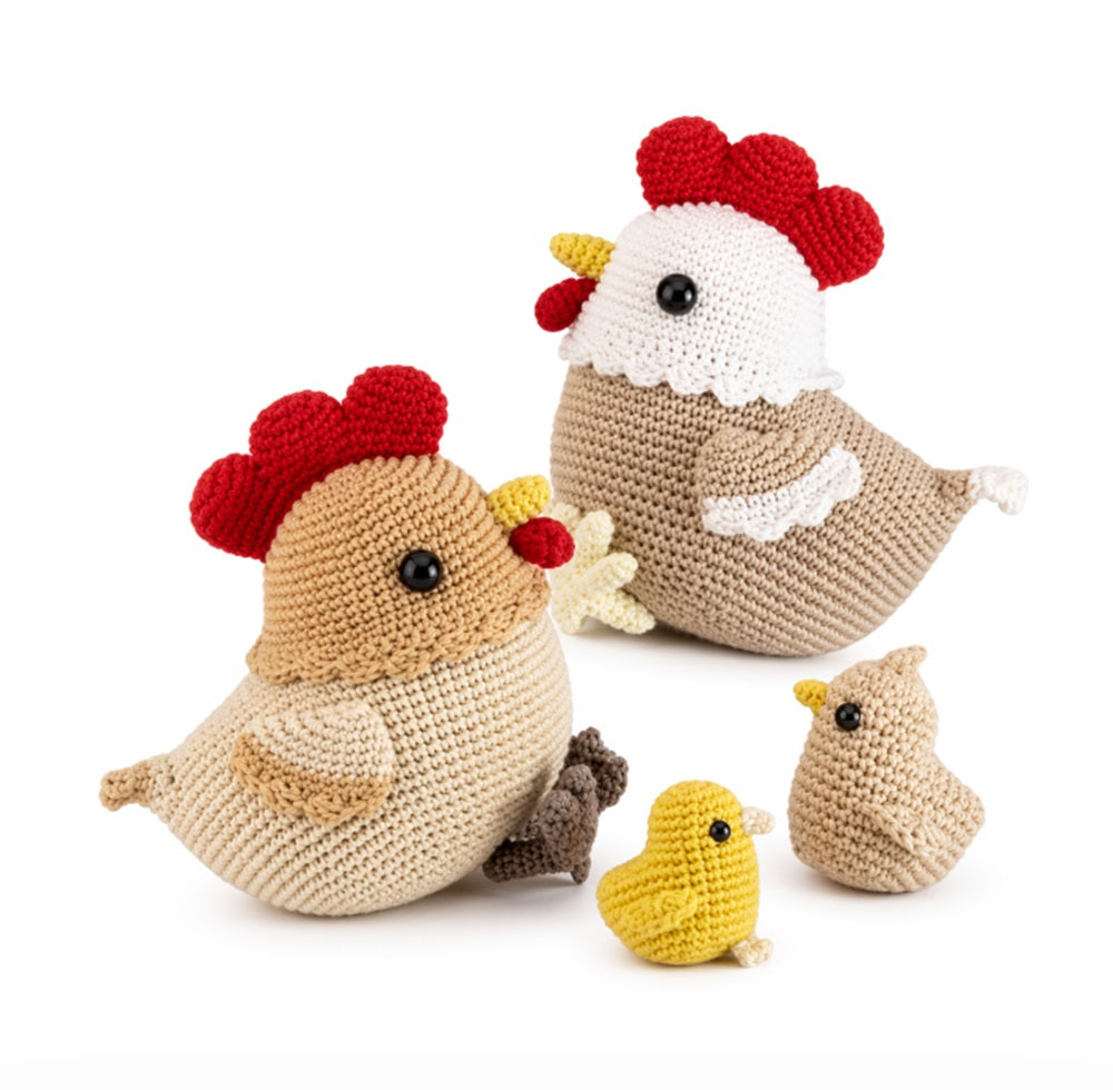 Chicken Crochet Kit for Beginners, 4 Pack Hen & Chick Set – TIKA