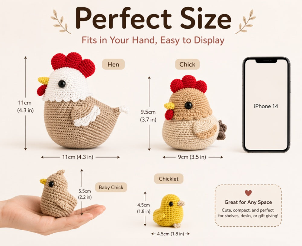 Chicken Crochet Kit for Beginners, 4 Pack Hen & Chick Set – TIKA