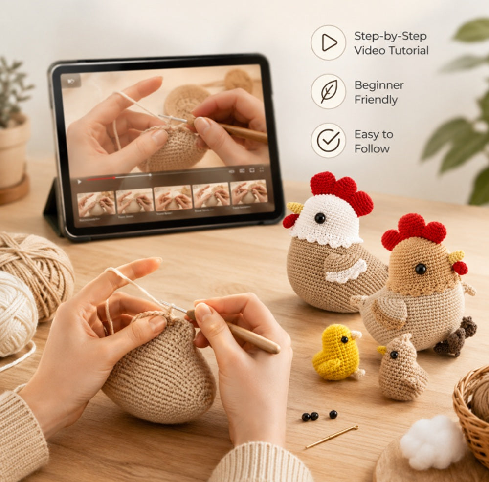 Chicken Crochet Kit for Beginners, 4 Pack Hen & Chick Set – TIKA