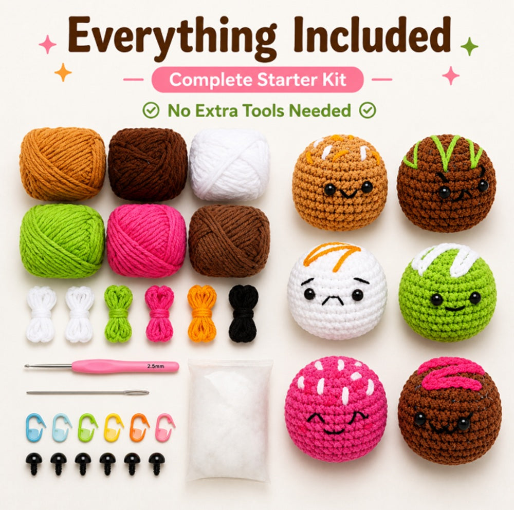 Chocolate Crochet Kit for Beginners, 6 Pack with Video Tutorial – TIKA