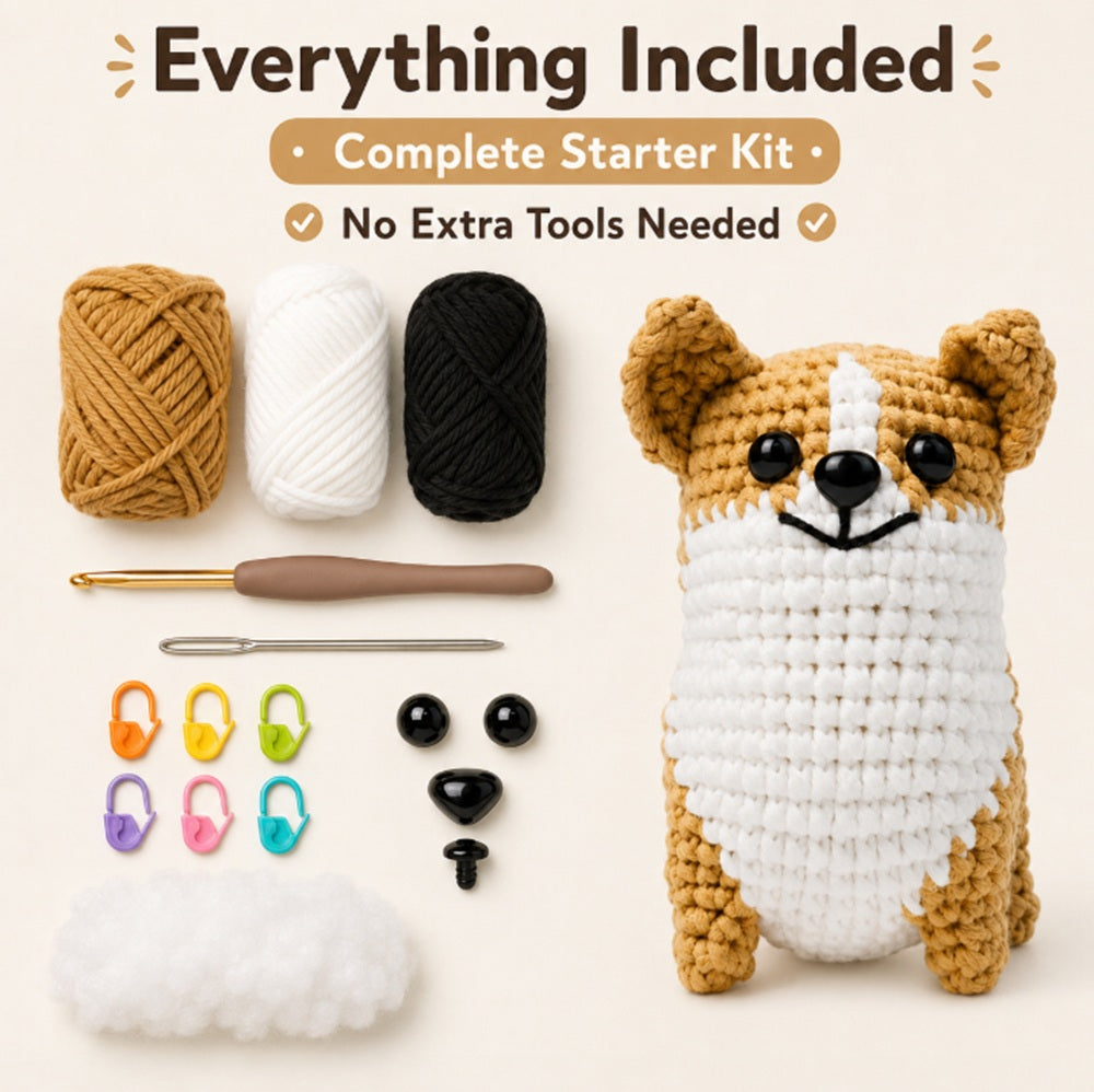 Corgi Dog Crochet Kit for Beginners with Video Tutorial – TIKA