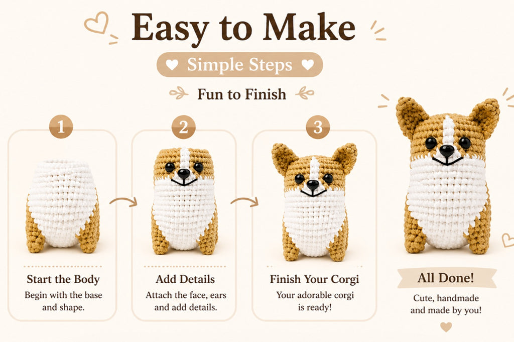 Corgi Dog Crochet Kit for Beginners with Video Tutorial – TIKA