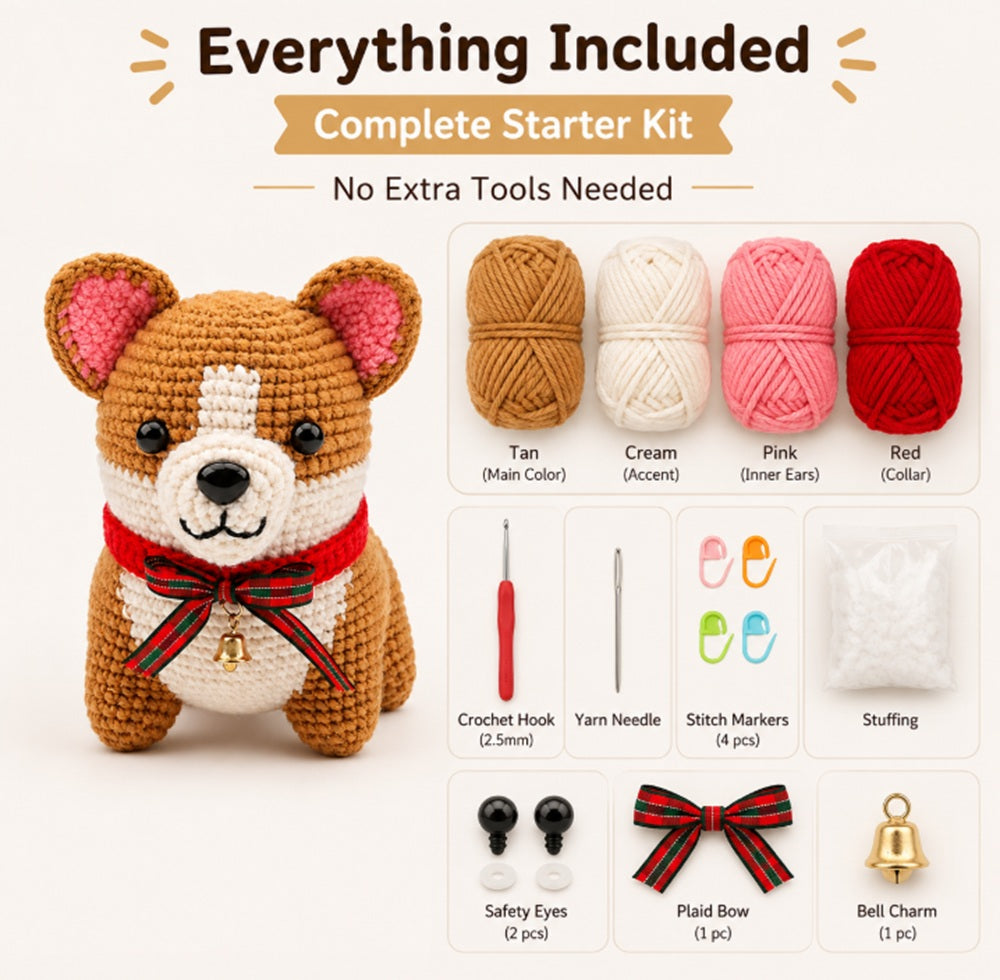 Corgi Dog Crochet Kit for Beginners with Video Tutorial – TIKA
