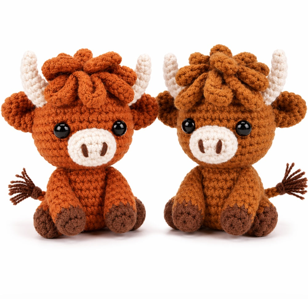 Highland Cow Crochet Kit for Beginners, 2 Pack with Video – TIKA