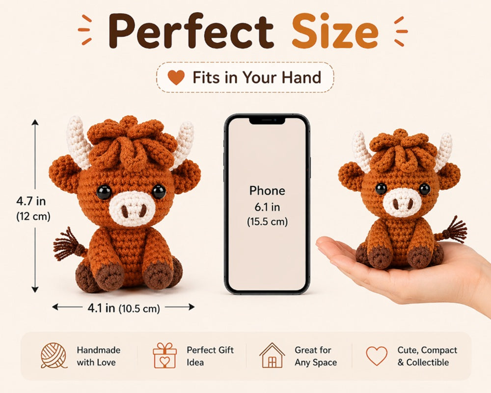 Highland Cow Crochet Kit for Beginners, 2 Pack with Video – TIKA