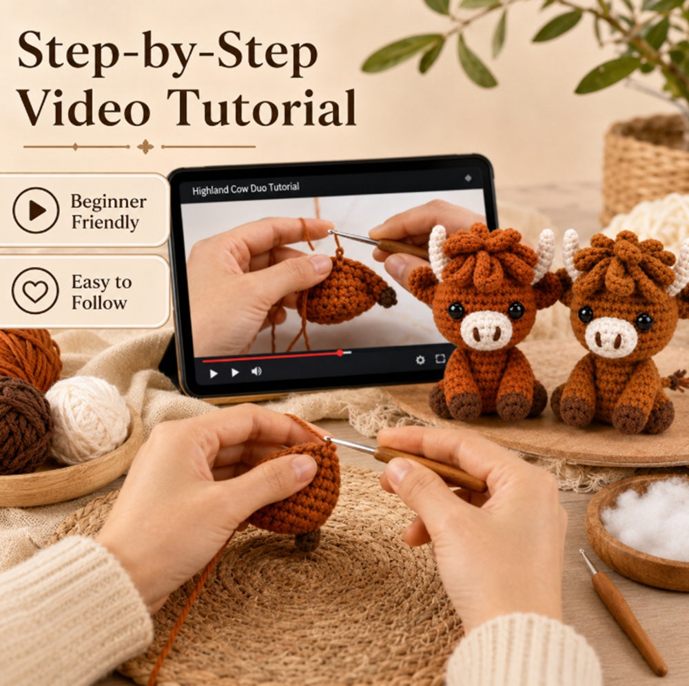 Highland Cow Crochet Kit for Beginners, 2 Pack with Video – TIKA
