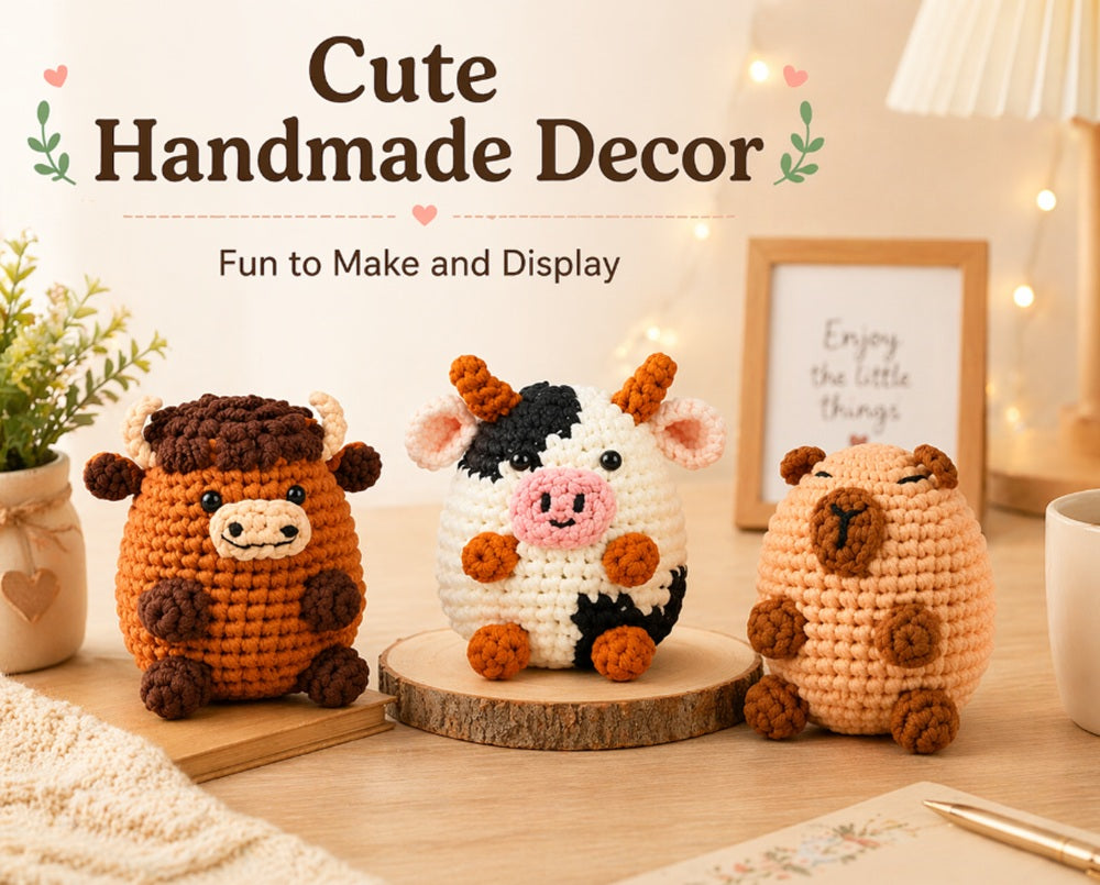 Cow & Capybara Crochet Kit for Beginners, 3 Pack with Video Tutorial – TIKA