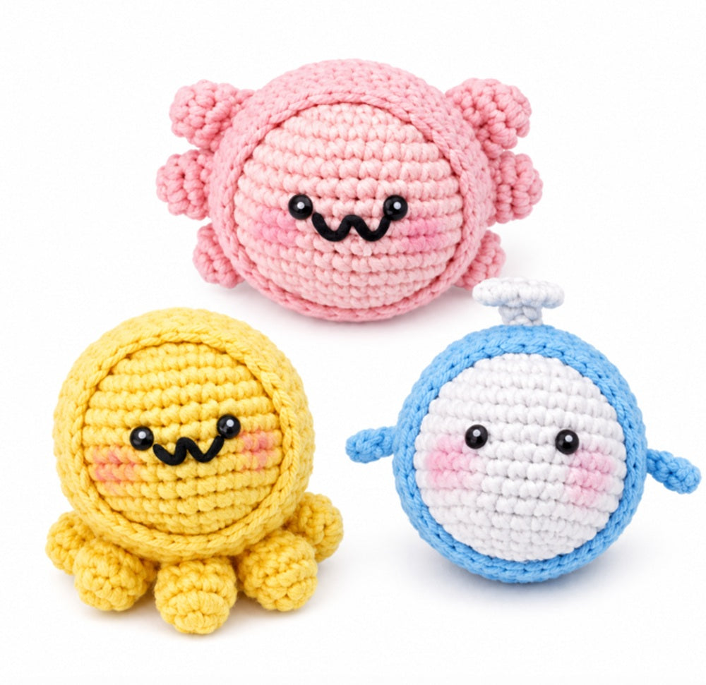 Ocean Animal Crochet Kit for Beginners, Octopus, Crab & Fish – TIKA