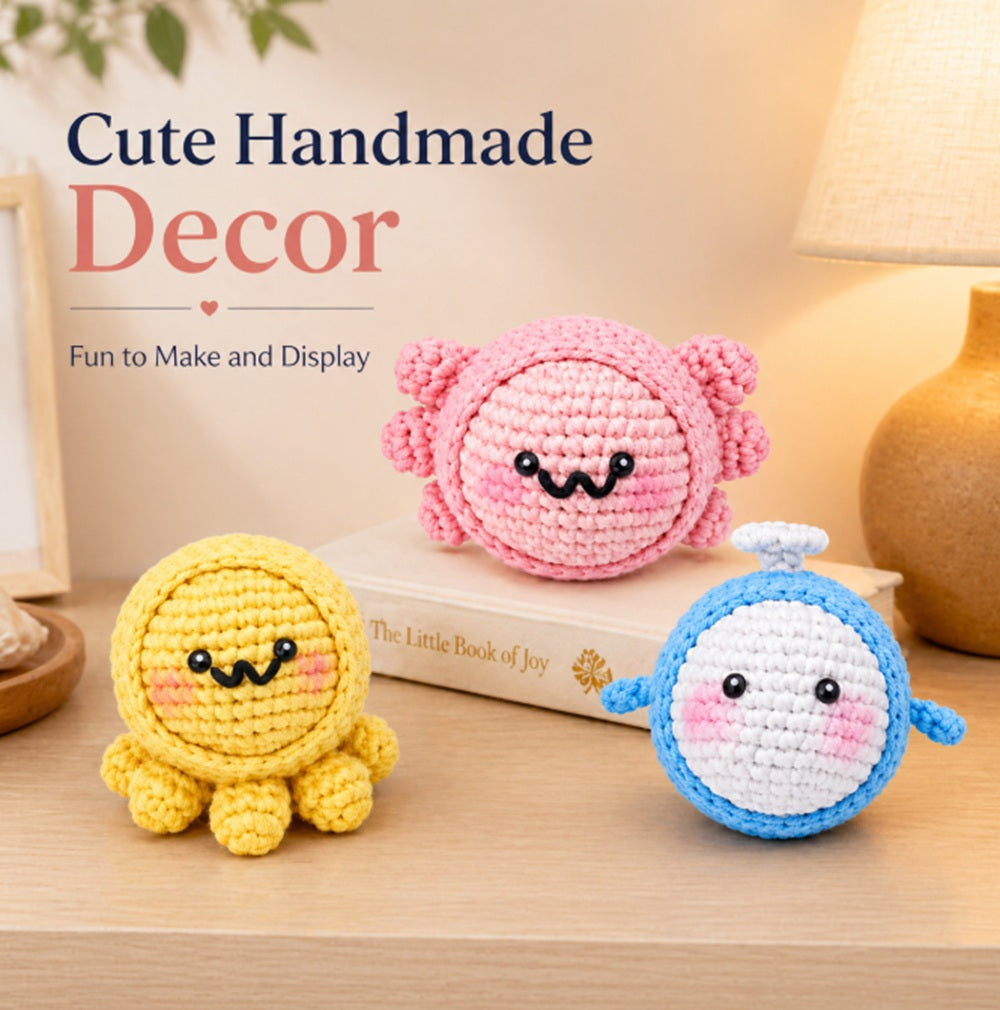 Ocean Animal Crochet Kit for Beginners, Octopus, Crab & Fish – TIKA