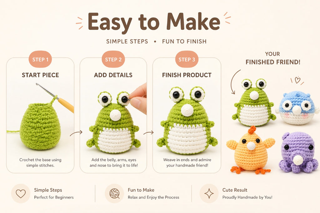 Animal Crochet Kit for Beginners, 4 Pack with Video Tutorial – TIKA