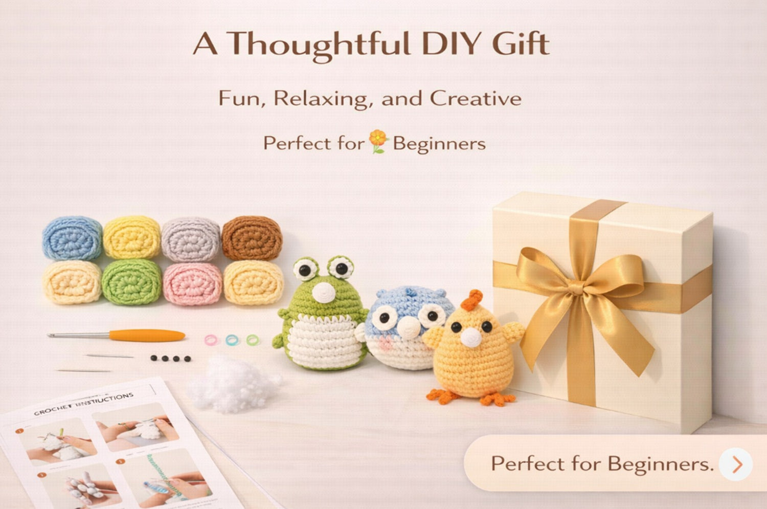 Animal Crochet Kit for Beginners, 4 Pack with Video Tutorial – TIKA