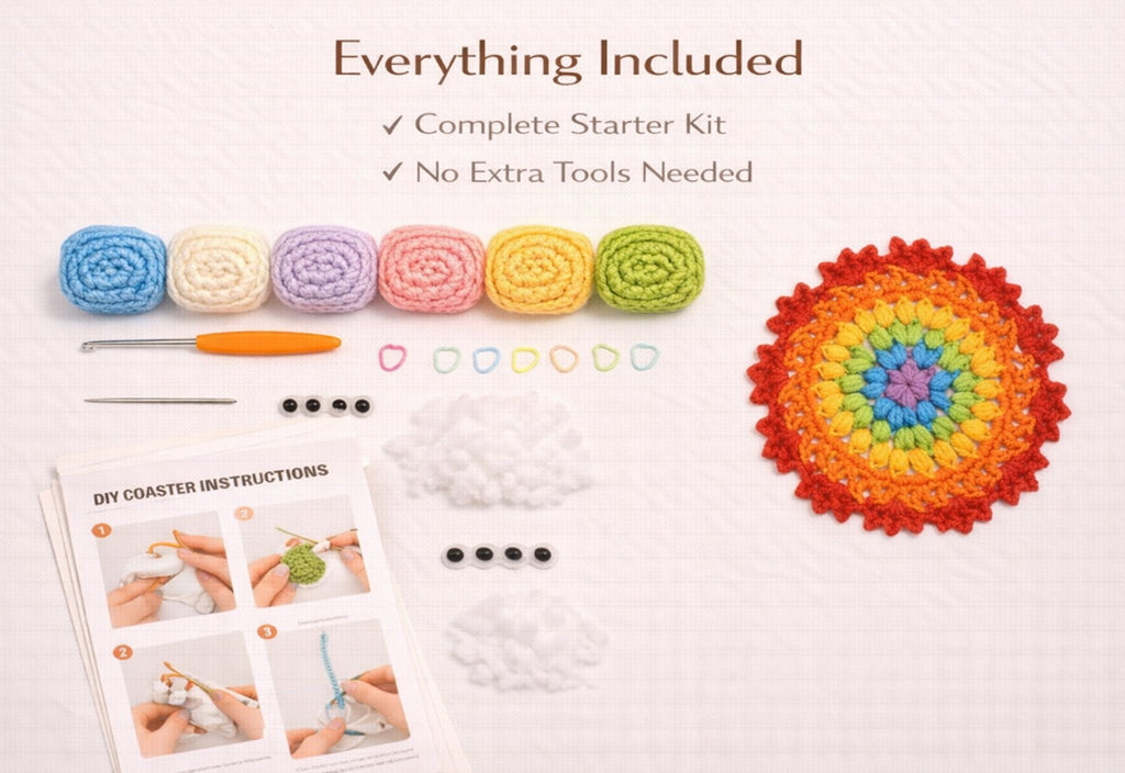 Crochet Coaster & Plant Pot Cover Kit for Beginners, 4 Pack – TIKA