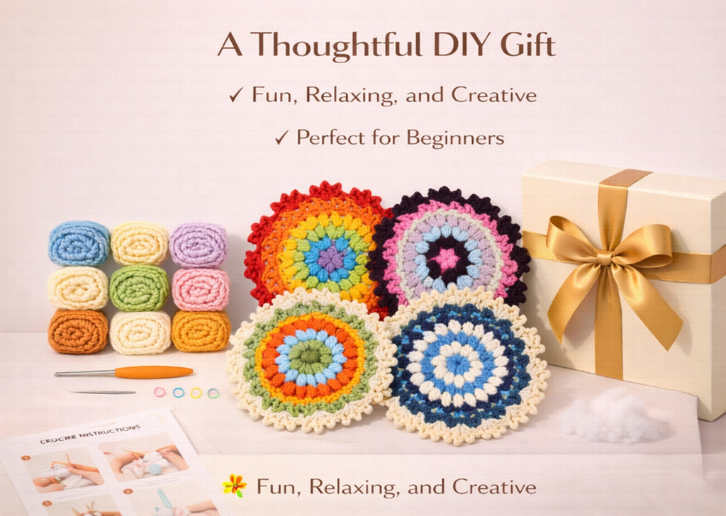 Crochet Coaster & Plant Pot Cover Kit for Beginners, 4 Pack – TIKA
