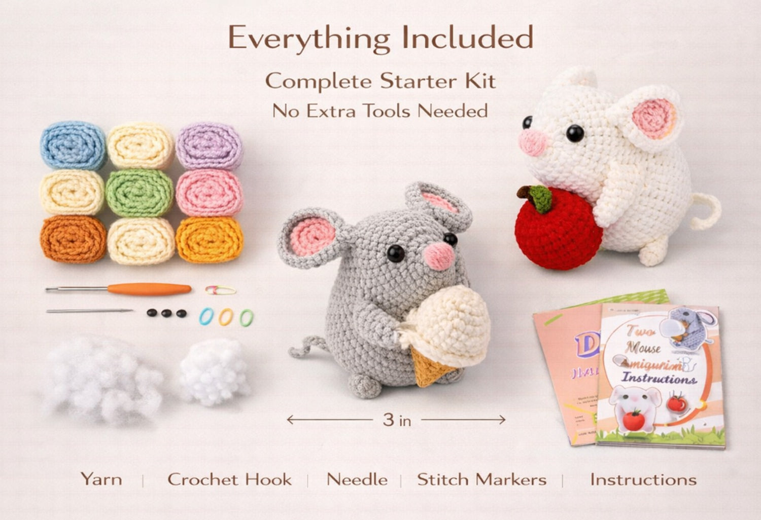 Hamster Family Crochet Kit for Beginners, 2 Pack with Video – TIKA
