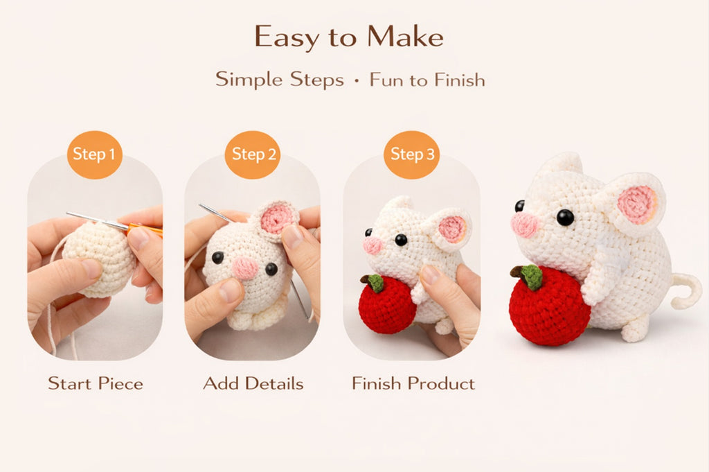 Hamster Family Crochet Kit for Beginners, 2 Pack with Video – TIKA