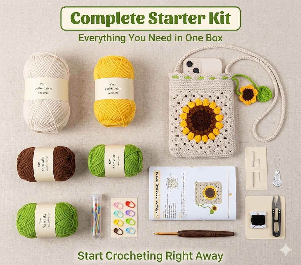 Sunflower Phone Bag Crochet Kit for Beginners with Video – TIKA