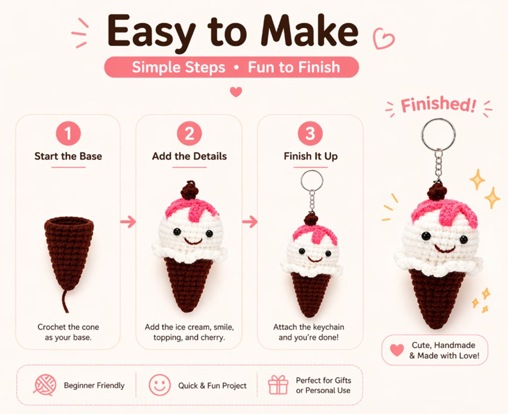 Dessert Crochet Kit for Beginners, 6 Pack with Video Tutorial – TIKA
