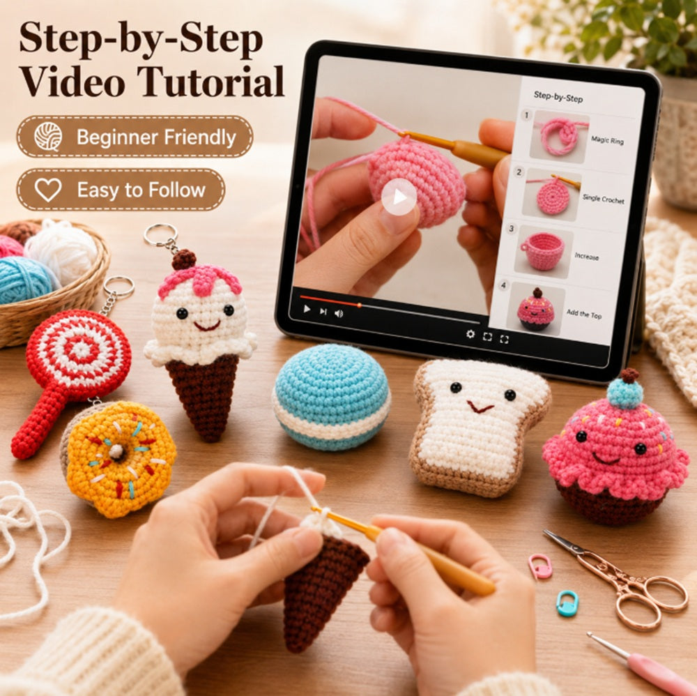 Dessert Crochet Kit for Beginners, 6 Pack with Video Tutorial – TIKA