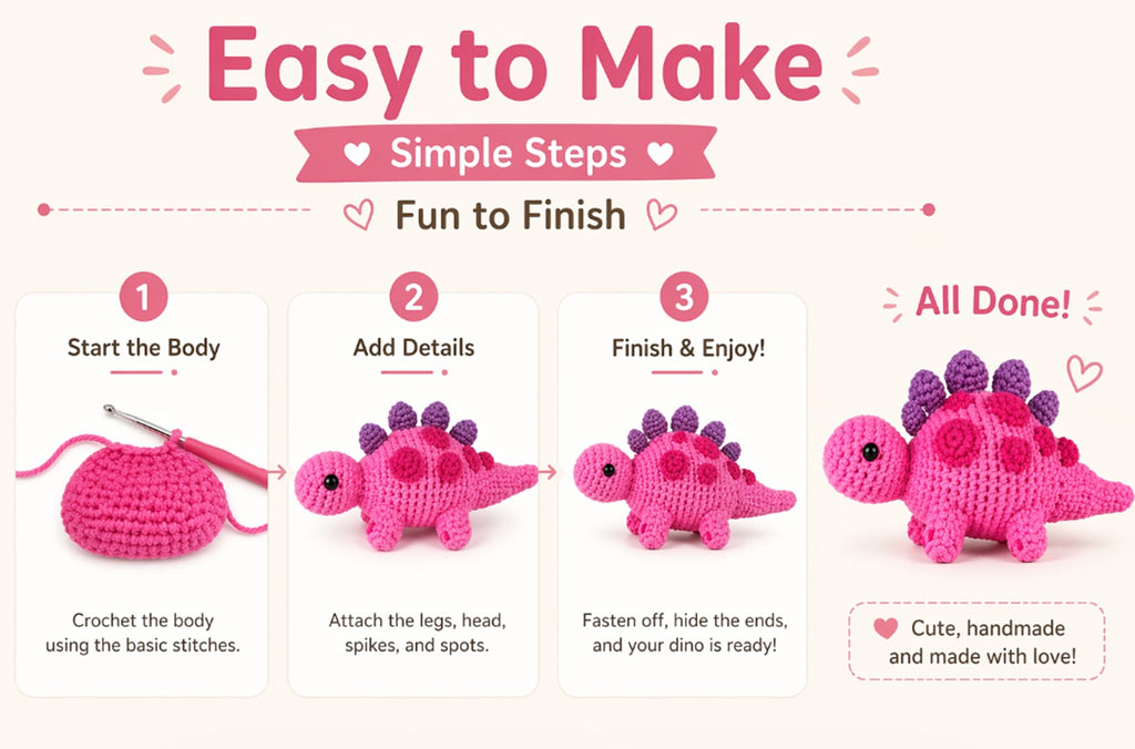 Dinosaur Crochet Kit for Beginners, 2 Pack with Video Tutorial – TIKA