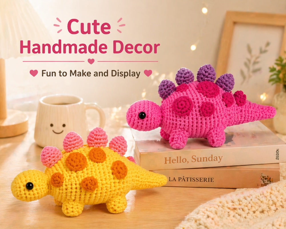 Dinosaur Crochet Kit for Beginners, 2 Pack with Video Tutorial – TIKA