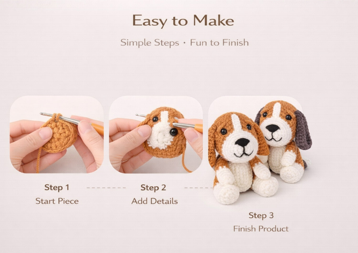 Beagle Crochet Kit for Beginners, 2 Pack with Video Tutorial – TIKA