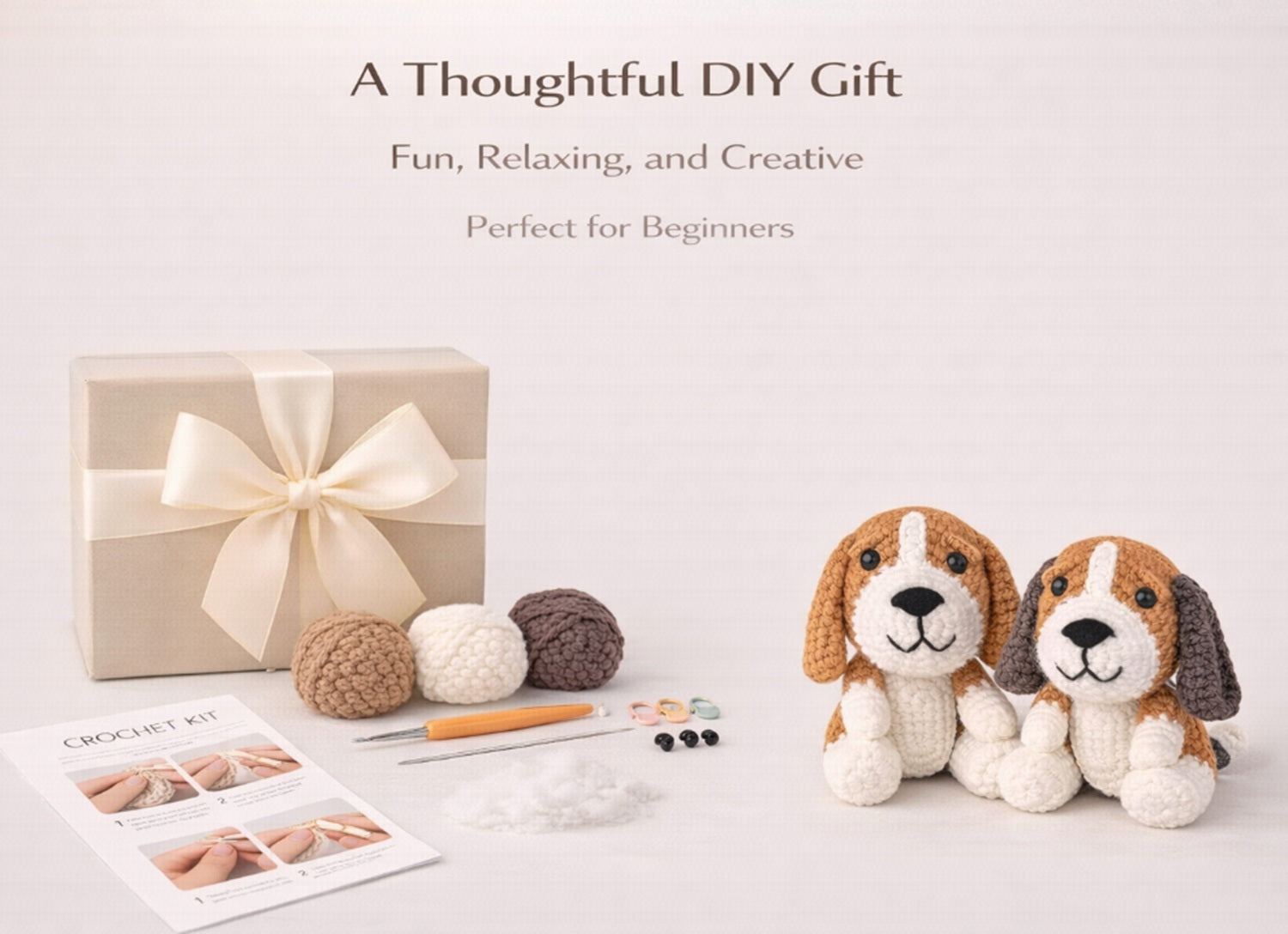 Beagle Crochet Kit for Beginners, 2 Pack with Video Tutorial – TIKA