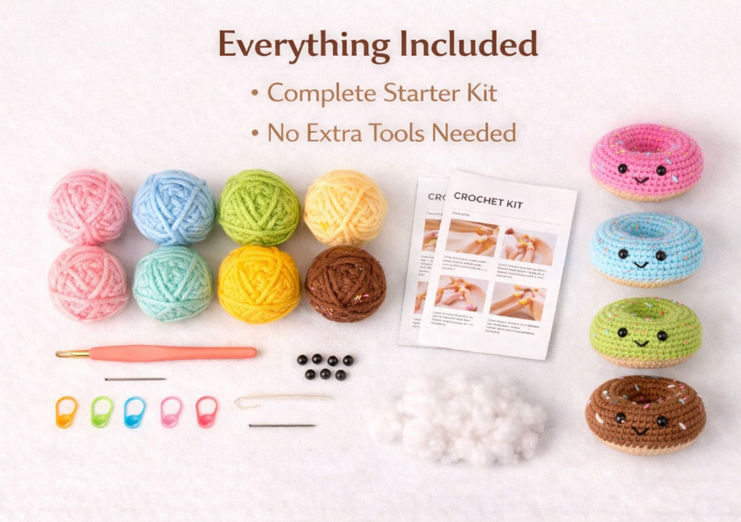 Donut Crochet Kit for Beginners, 6 Pack with Video Tutorial – TIKA