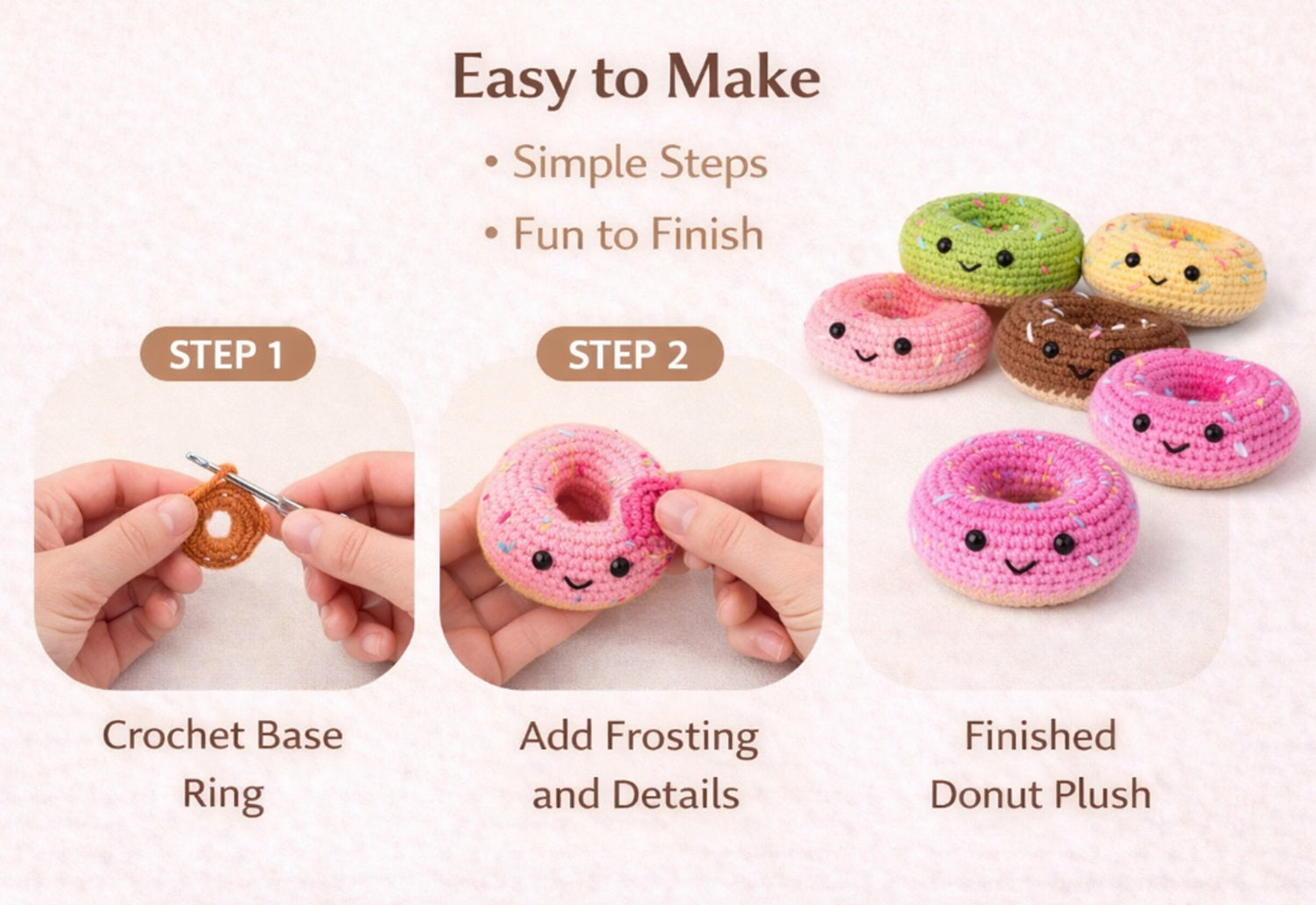 Donut Crochet Kit for Beginners, 6 Pack with Video Tutorial – TIKA