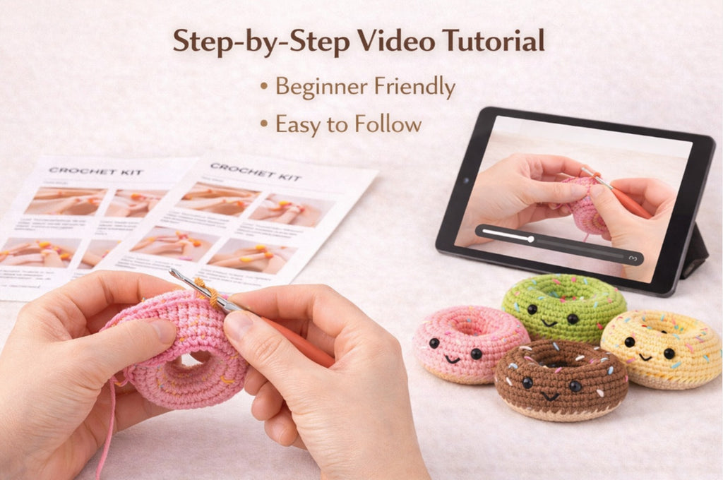 Donut Crochet Kit for Beginners, 6 Pack with Video Tutorial – TIKA